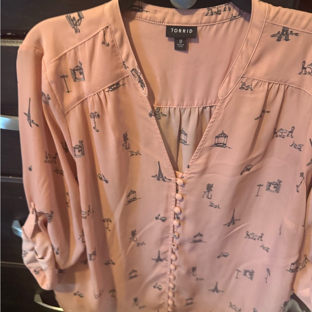 Torrid Women's Blush Pink Printed Blouse